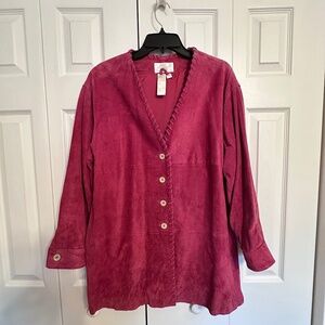 Women's Apart Genuine Suede Leather Jacket Size L Mauve Lined